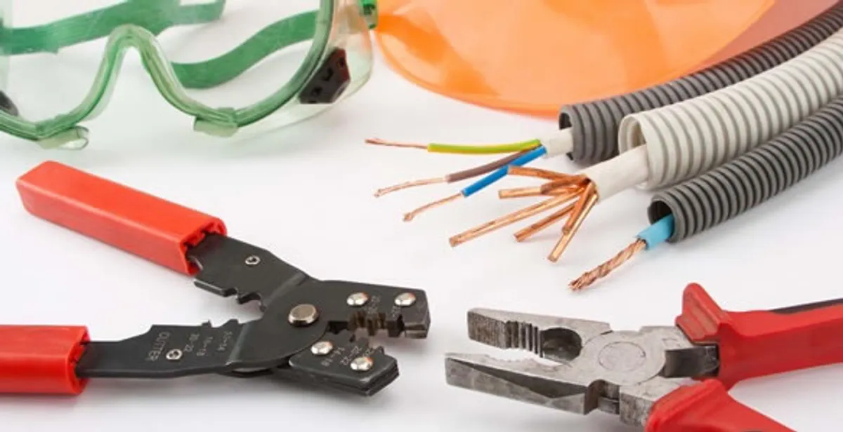 Electrical wiring repair with professional tools and safety equipment in Parrish, FL